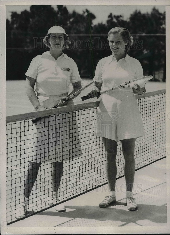 1938 Miss Barbara R. Nields &amp; Mrs. John R. Drexel Jr. During Tennis - Historic Images