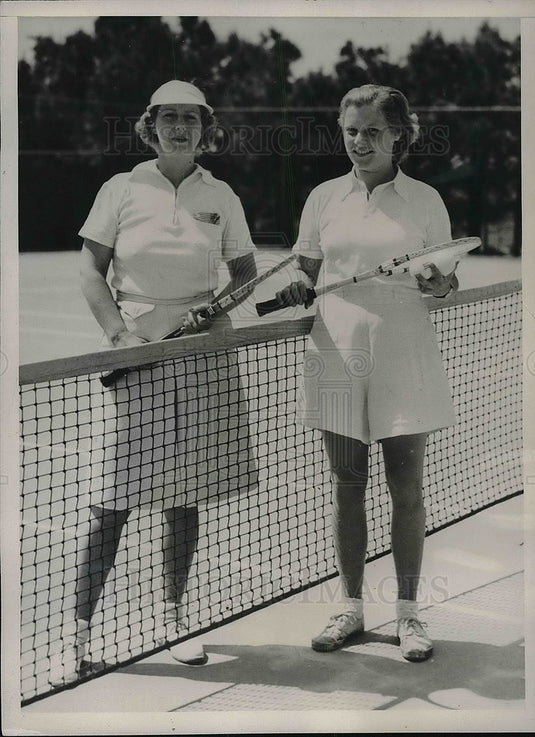 1938 Miss Barbara R. Nields & Mrs. John R. Drexel Jr. During Tennis - Historic Images