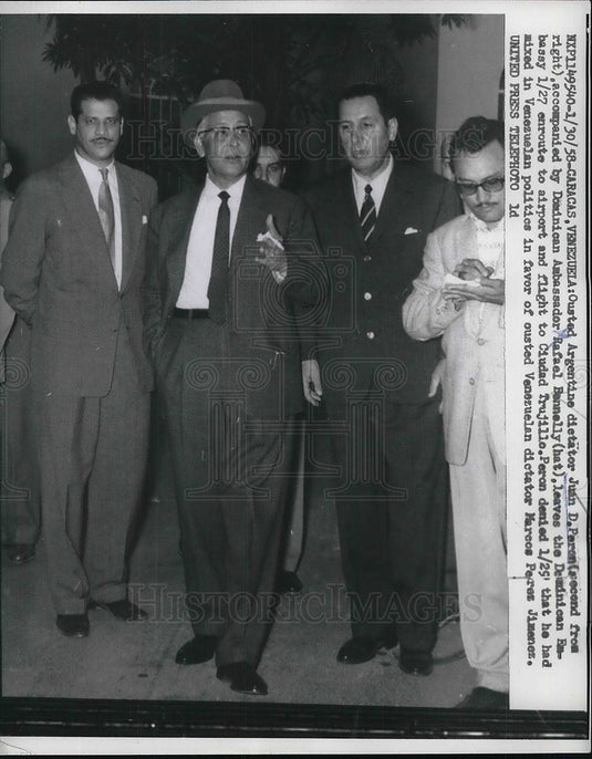 1958 Outsted Argentine Dictator Juan Peron, Dominican Amb. Rafael - Historic Images