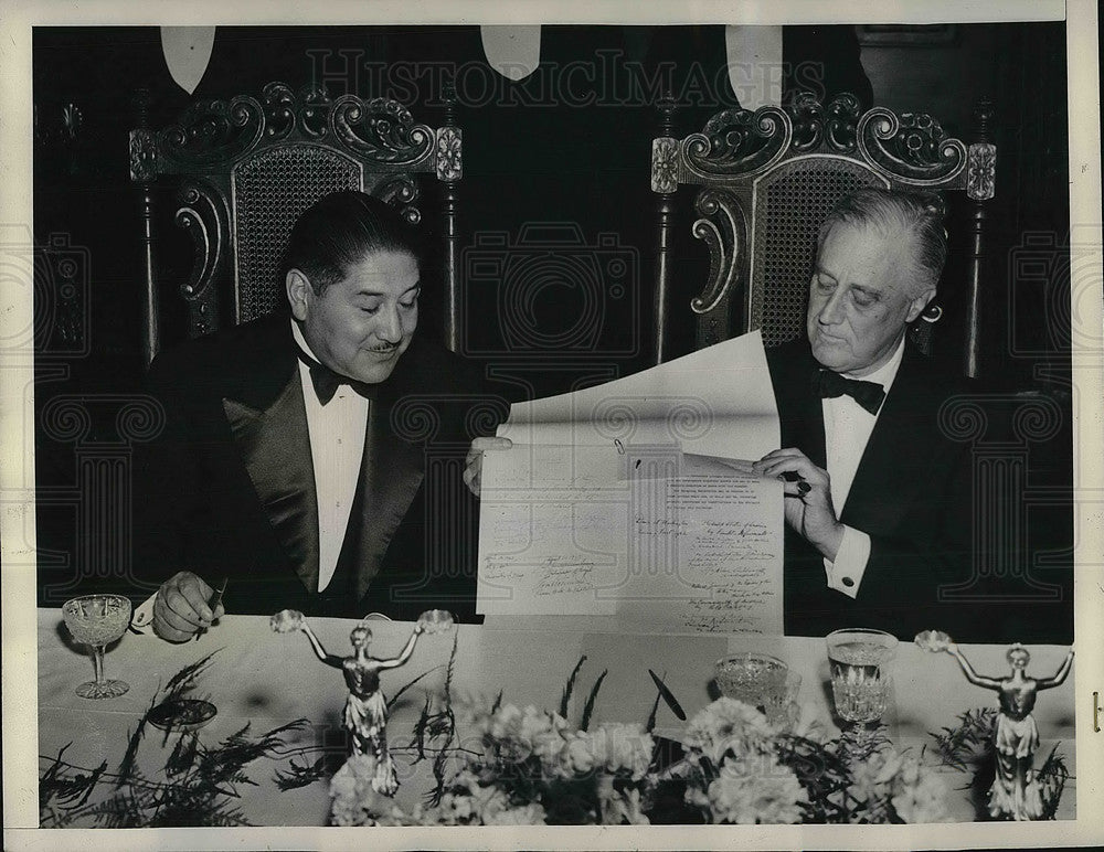 1945 Press Photo Boliva Pres. Gen Enrique Penarand & US Pres, Roosevelt - Historic Images