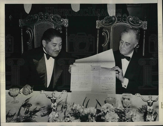 1945 Press Photo Boliva Pres. Gen Enrique Penarand & US Pres, Roosevelt - Historic Images