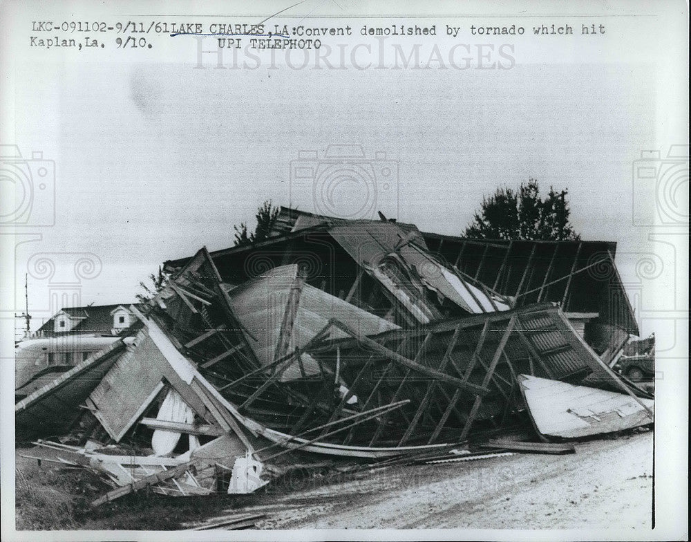 1961 Press Photo Remains of Convent after tornado hit - Historic Images