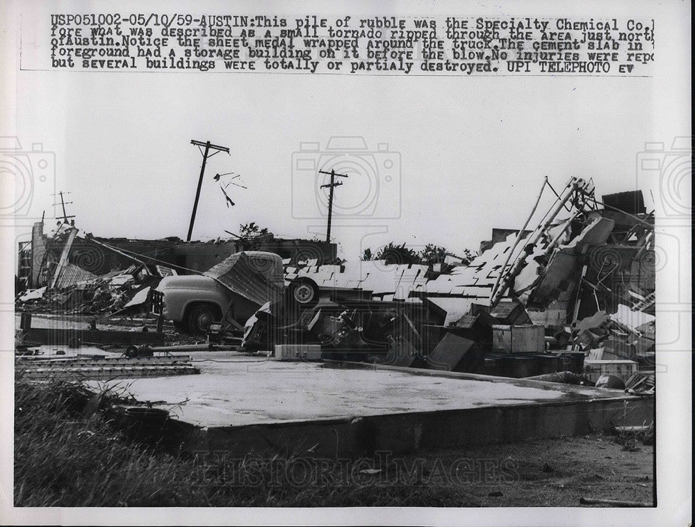 1959 Press Photo Austin, Tx destruction caused by a tornado-Historic Images