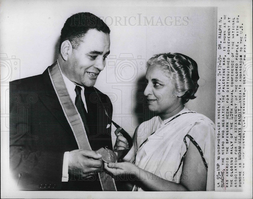 1946 Dr. Ralph N. Bunche Madam Vijaya Pandit - Historic Images