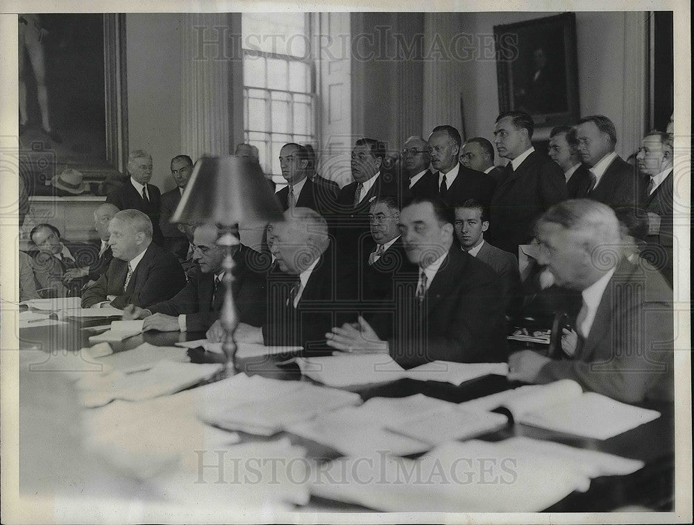 1932 Press Photo Sam Rosoff At Hearing with Lawyer - Historic Images