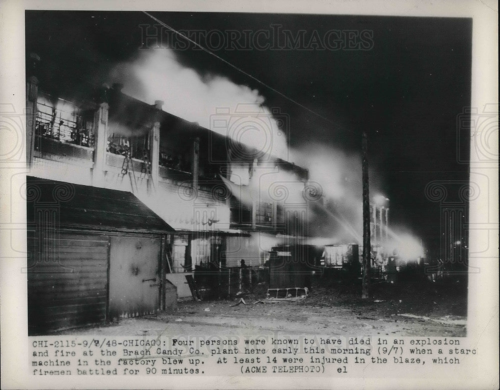 1948 Press Photo Chicago, Ill fire at Brach Caqndy Company - Historic Images