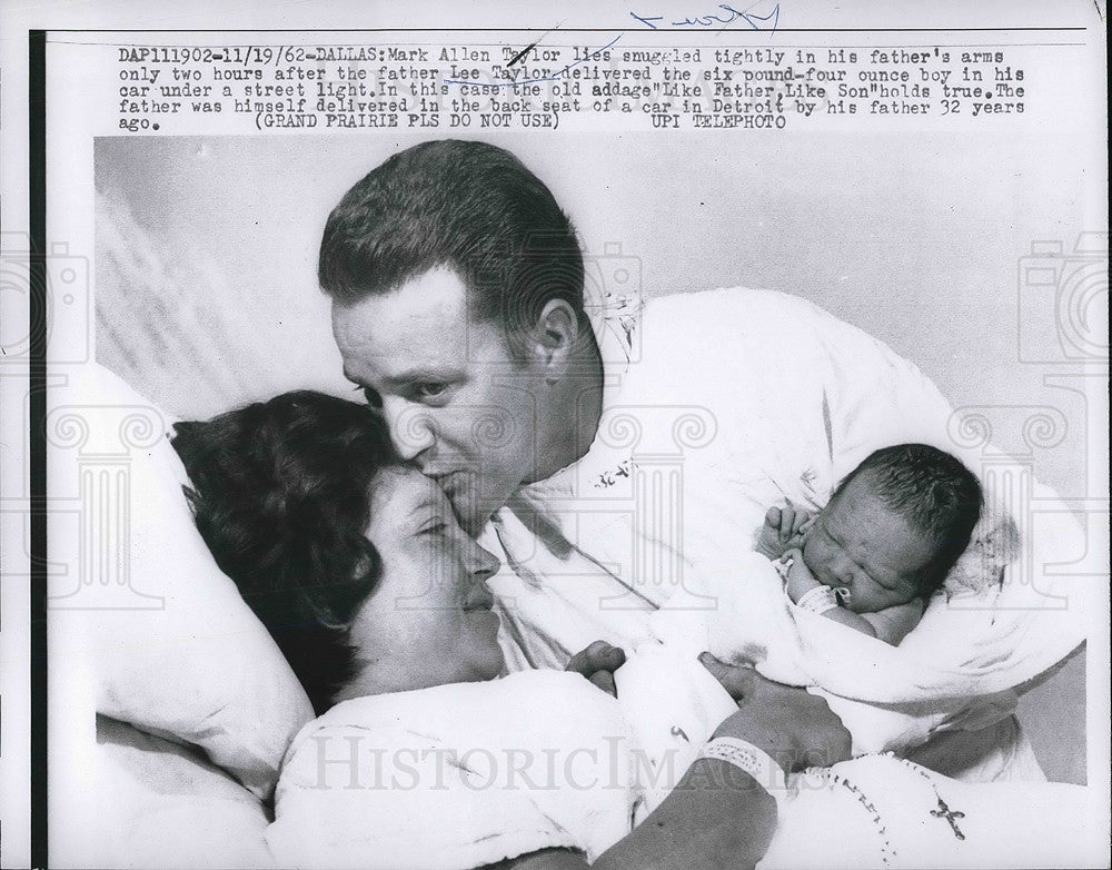 1962 Mark Allen Taylor Lies Snuggled In Father&#39;s Arms Lee Taylor - Historic Images