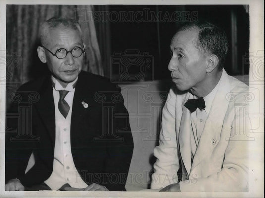 1946 Press Photo Takeshi Yamazaki Toyko Japanese Speakers Senzo Higa - Historic Images