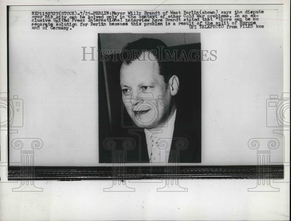 1960 Mayor Willy Brandt of West Berlin - Historic Images