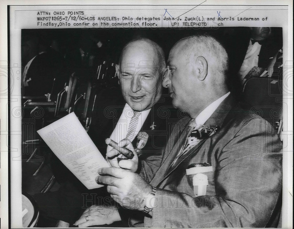 1960 Press Photo LA, Calif. John J Zuck, Morris Leaderman at political conv. - Historic Images