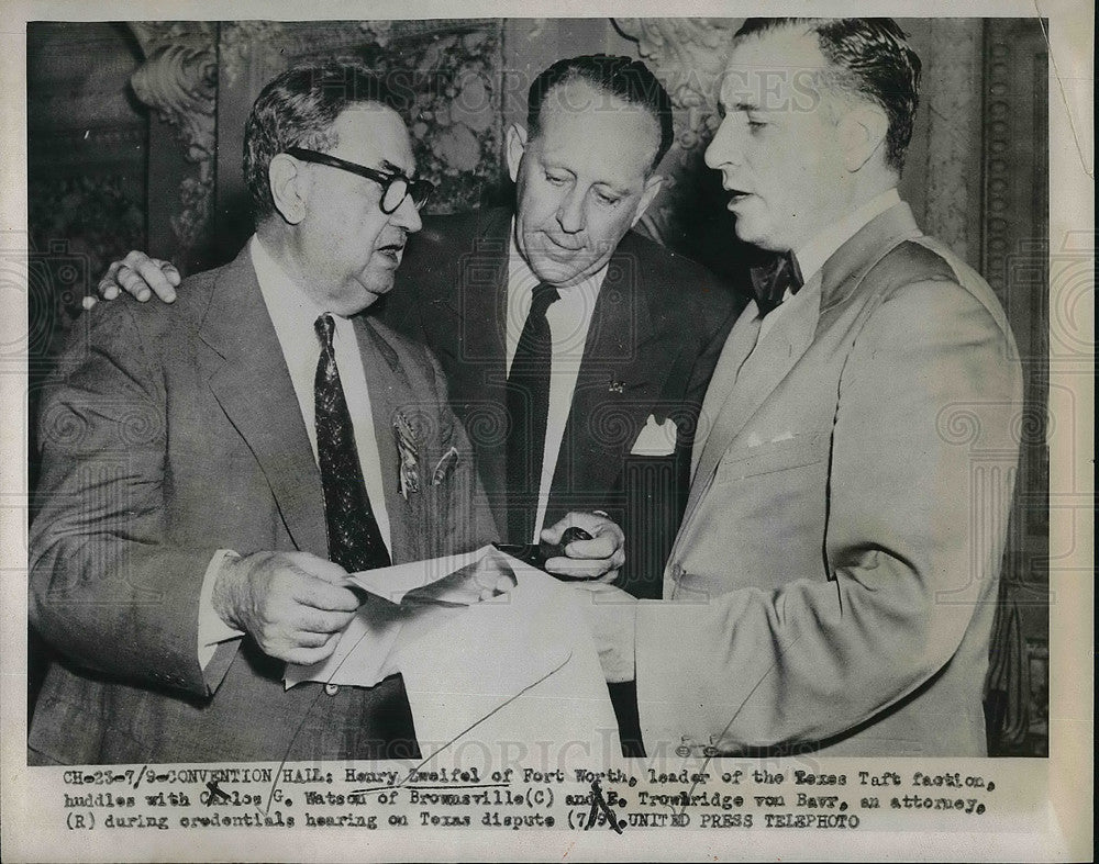 1952 Press Photo Henry Zweifel, C Watson, E Trowbridge at convention-Historic Images