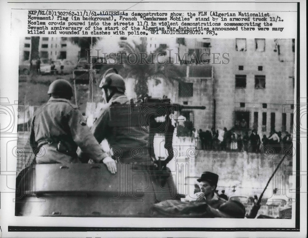 1961 Press Photo French military at a &quot;Algerian Nationalist Movement&quot; Rally - Historic Images