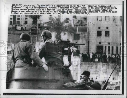 1961 Press Photo French military at a "Algerian Nationalist Movement" Rally - Historic Images
