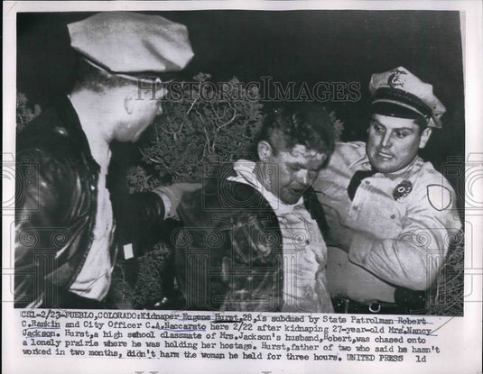 1956 Press Photo Kinnapper Eugene Hurst , State Patrolman Robert C. Rankin C.A.-Historic Images
