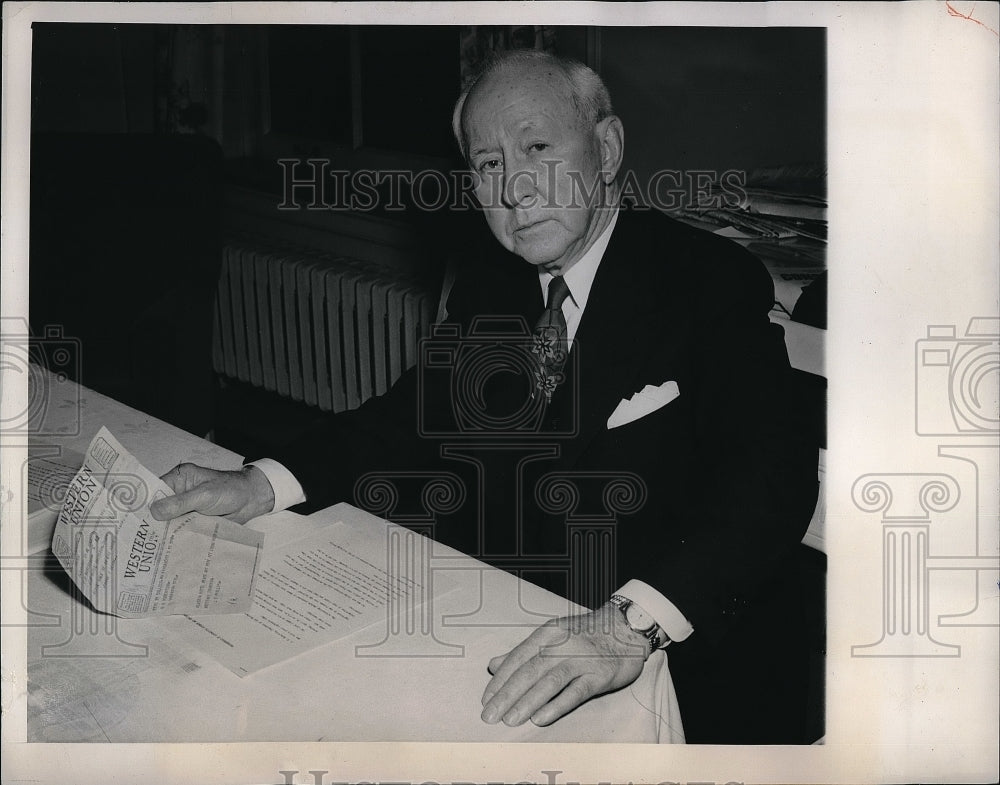 1950 Press Photo Ben Robertson, President of Brotherhood of Locomotive - Historic Images