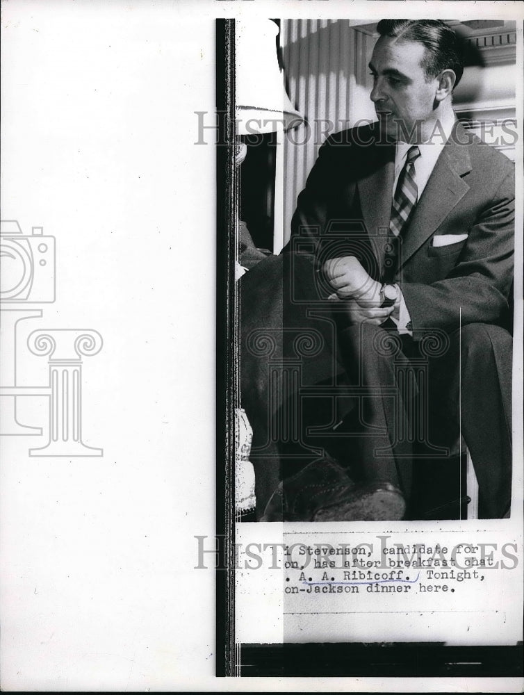 1956 Press Photo Steveneson, A.A. Ribicoff Politicians - neb15408 - Historic Images