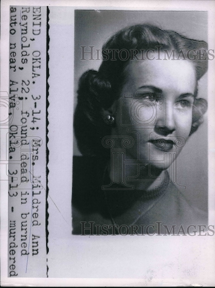 1935 Press Photo Mrs. Mildred Ann Reynolds prior to her murder - Historic Images