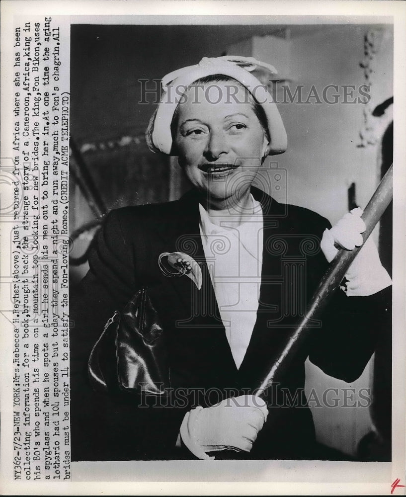 1951 Press Photo Mrs Rebecca Reyher returning from Africa - Historic Images