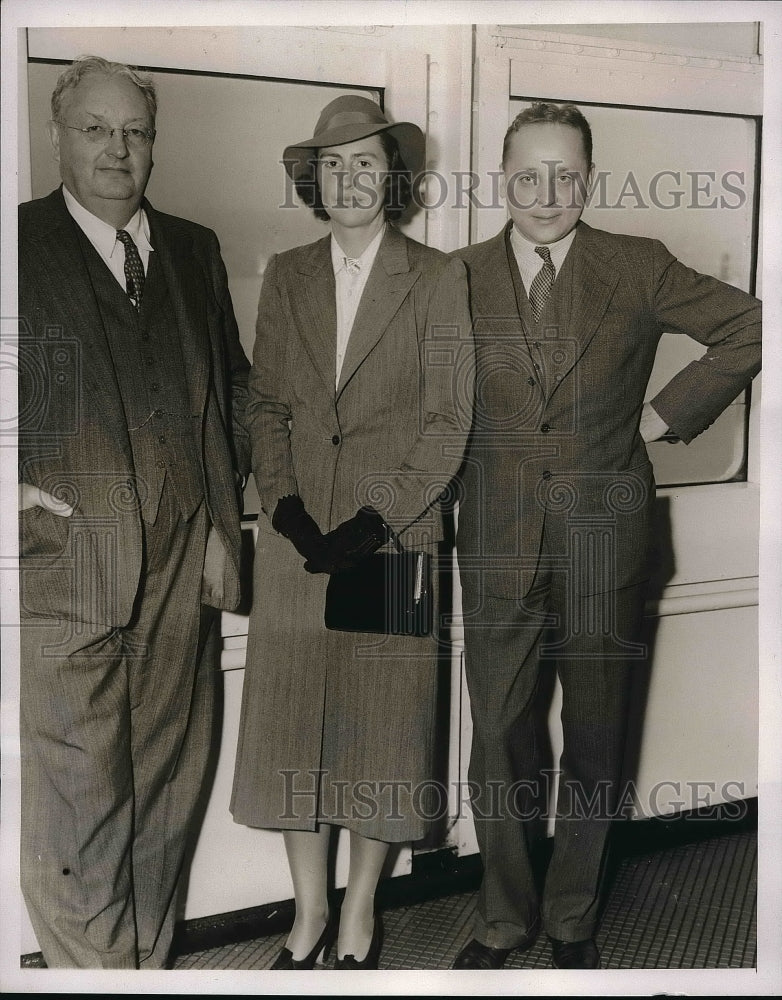 1938 Press Photo C. J. Hamlin, his daughter, Mrs. Hoaft, son in law Dr. Hoaft - Historic Images