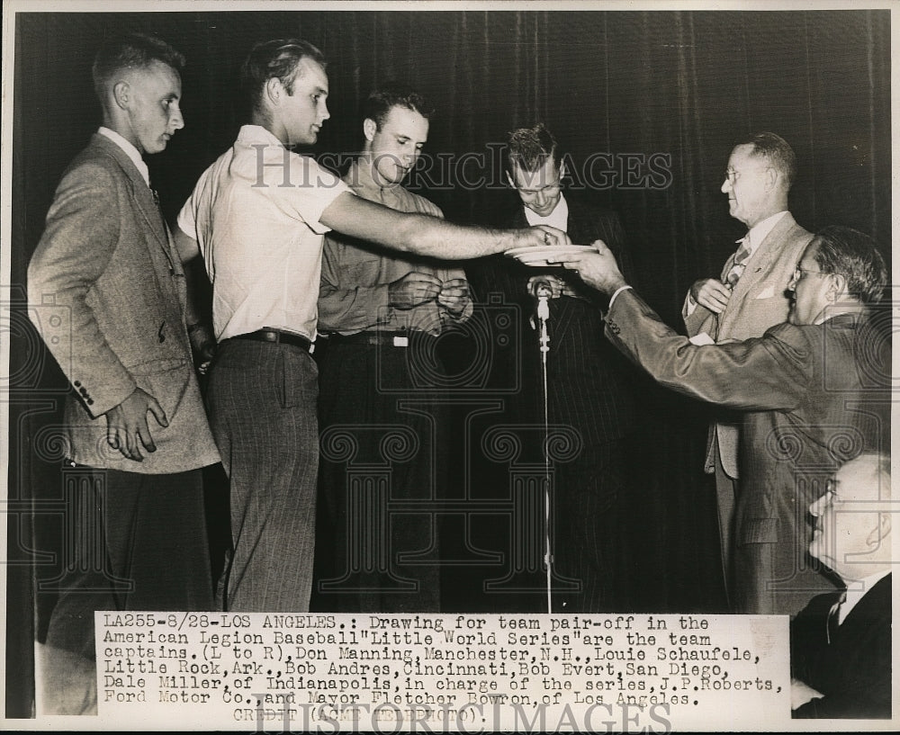 Press Photo American Legion Baseball, Don Manning, Louie Schaufele, Bob Andres - Historic Images