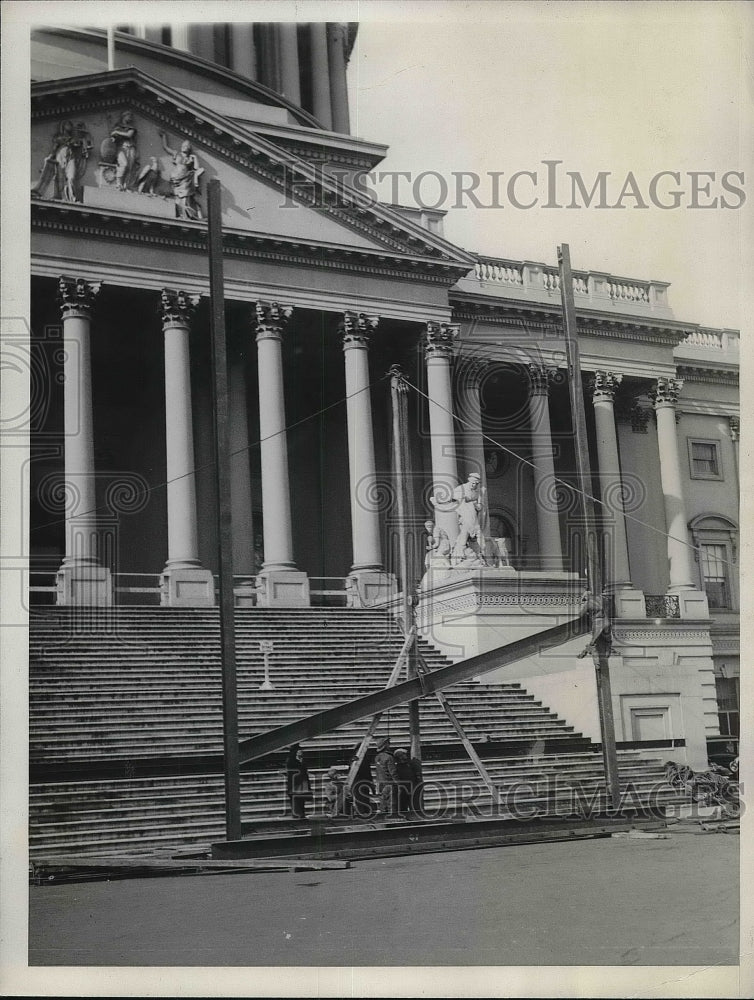 1929 Workers Erect Inaugural Stand On Capitol Steps - Historic Images