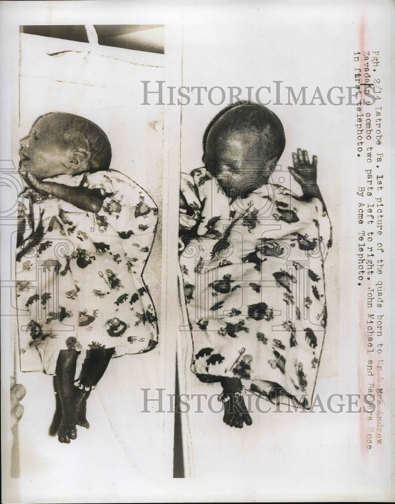 1948 Press Photo 2 the 4 quadruplets of Mr. &amp; Mrs. Andrew Zavada, Latrobe, PA - Historic Images