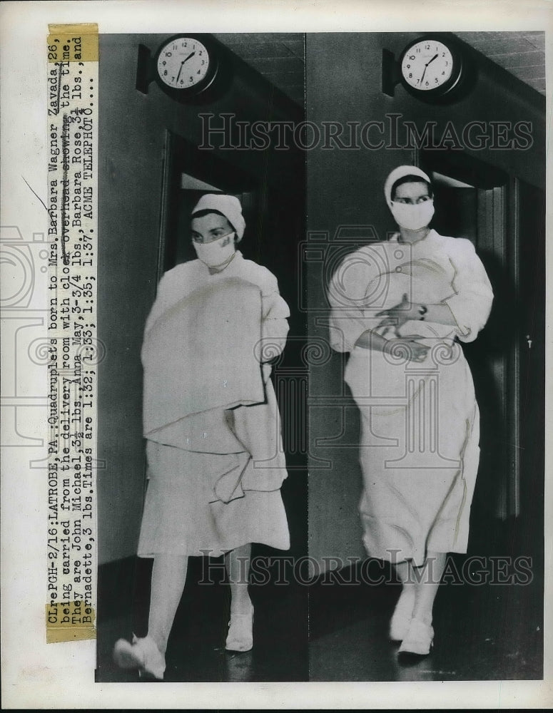 1948 Press Photo nurses w/quadruplets born to Barbara Zavada in Latrobe, PA - Historic Images