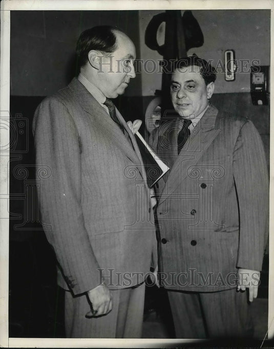 1939 Press Photo Attorney Jerry Giesler with Client Robert Cowan, Murder Case-Historic Images