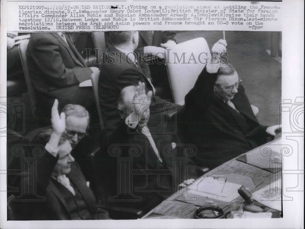 1957 US Ambassador to United Nations Henry Cabot Lodge Jr & Allen No - Historic Images