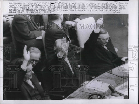 1957 US Ambassador to United Nations Henry Cabot Lodge Jr & Allen No - Historic Images