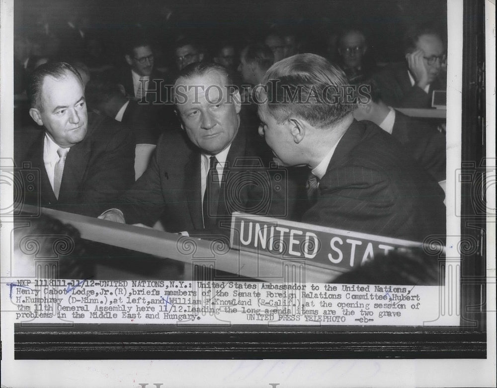 1956 Press Photo US Ambassador to United Nations Henry Cabot Lodge - Historic Images