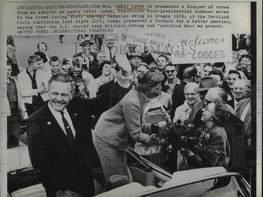 1960 Portland, Ore GOP VP nominee Henry Cabot Lodge & wife Emily - Historic Images