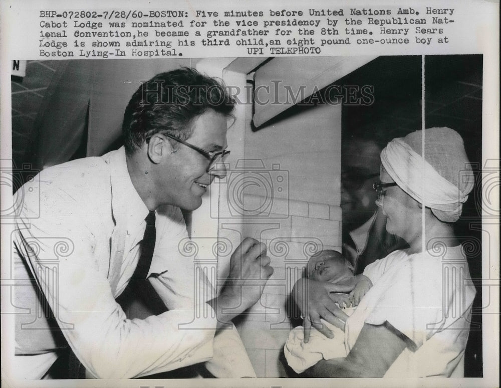 1960 Press Photo Vice President of the united Nations Henry Cabot Lodge - Historic Images