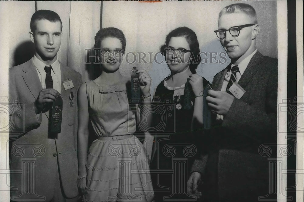 1958 Press Photo Four Winners Of National Science Fair In Flint, MI-Historic Images