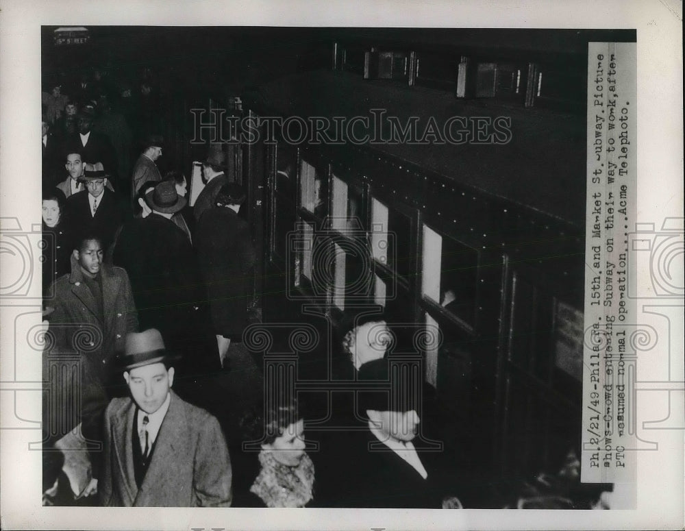 1949 Phila.Pa. 15th &amp; Market St subway in normal operation - Historic Images