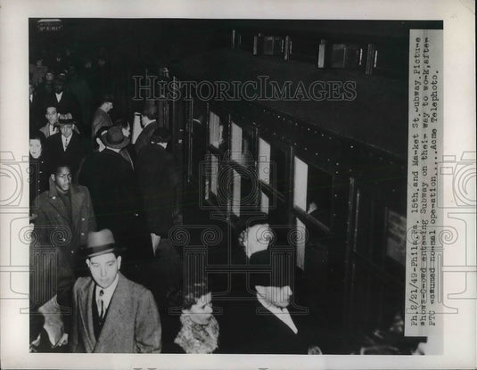 1949 Phila.Pa. 15th & Market St subway in normal operation - Historic Images