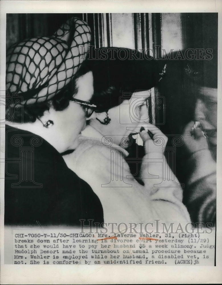 1949 Press Photo Chicago, Mrs LaVerne Wahler at divorce court for alimony-Historic Images