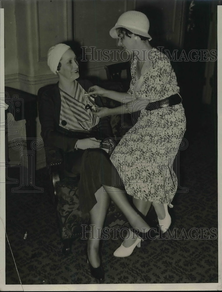 1932 Press Photo Martha Williams &amp; Mrs Stella Hamlin at democratic HQ in Chicago - Historic Images