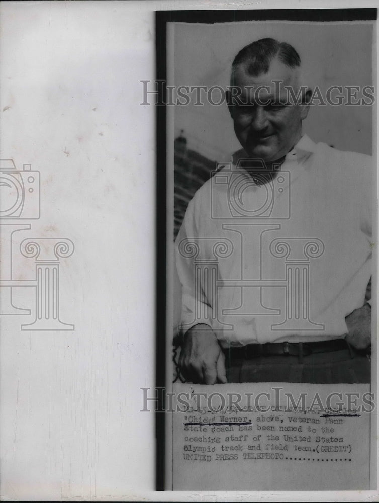 1952 Press Photo Charles &quot;Chick&quot; Werner, Penn State coach named for Olympics-Historic Images