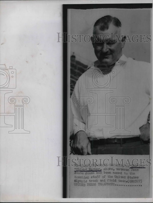 1952 Press Photo Charles "Chick" Werner, Penn State coach named for Olympics-Historic Images