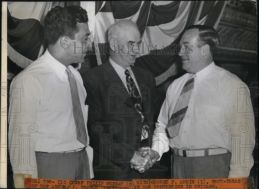 1942 Press Photo CIO Chief Philip Murray, George Addis, UAW - neb17287 - Historic Images