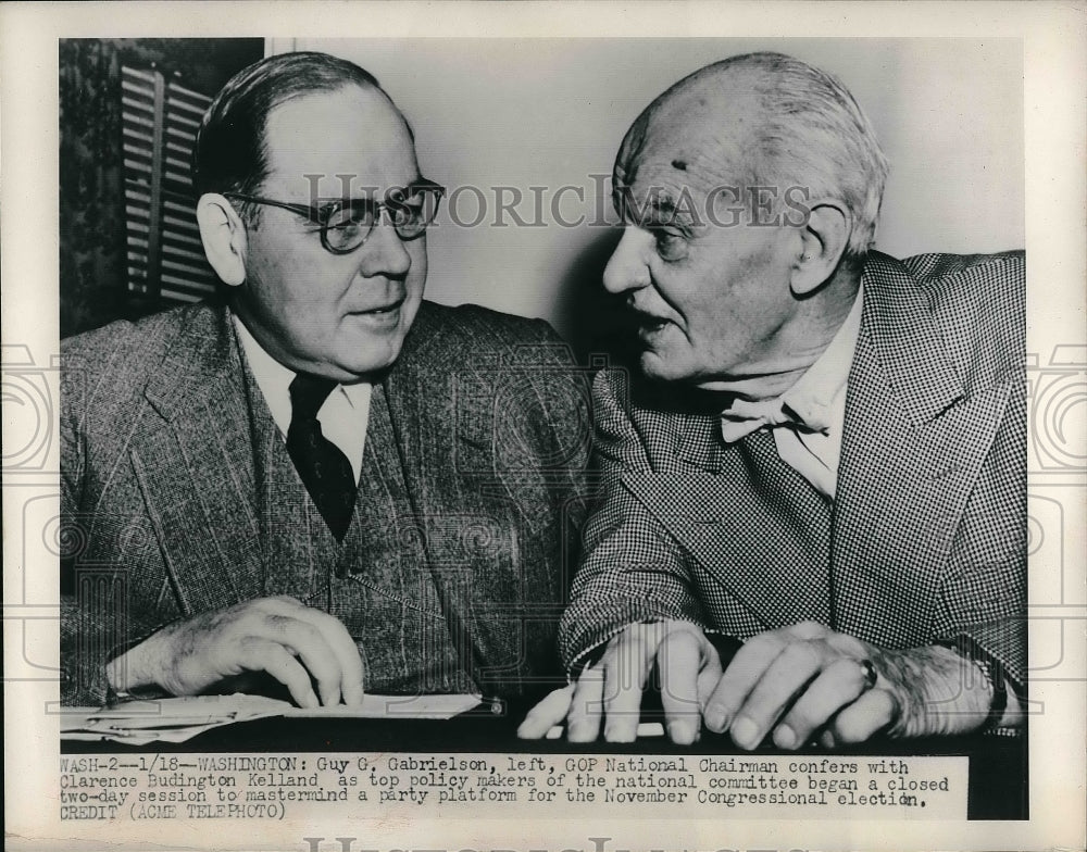1950 Press Photo Guy Gabrielson, GOP National Chairman, Clarence Kelland - Historic Images