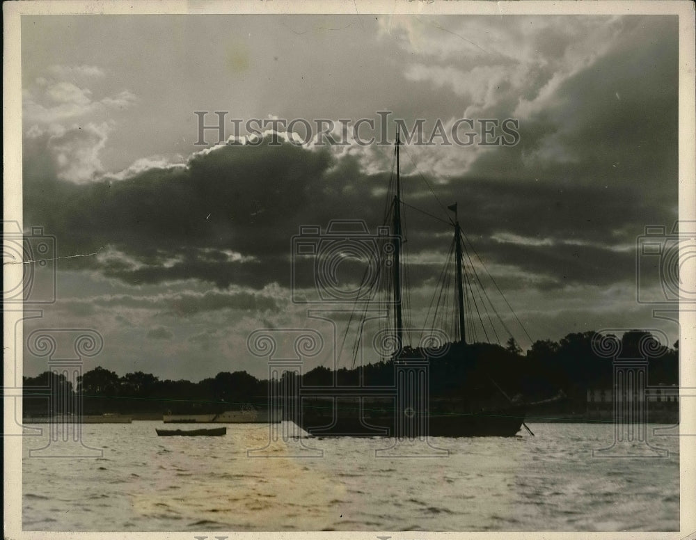 1926 Lone yachts during Sunset in Long Island Sound - Historic Images