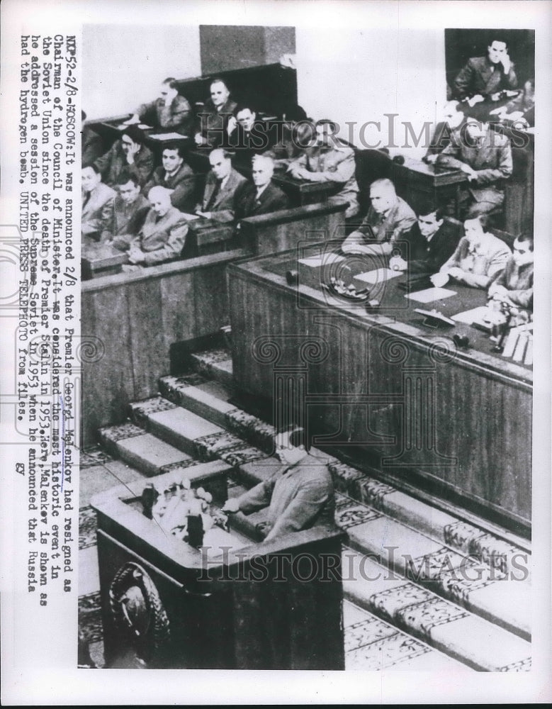 1955 Premier Georgi Malenkov Addresses Session of Supreme Soviet - Historic Images