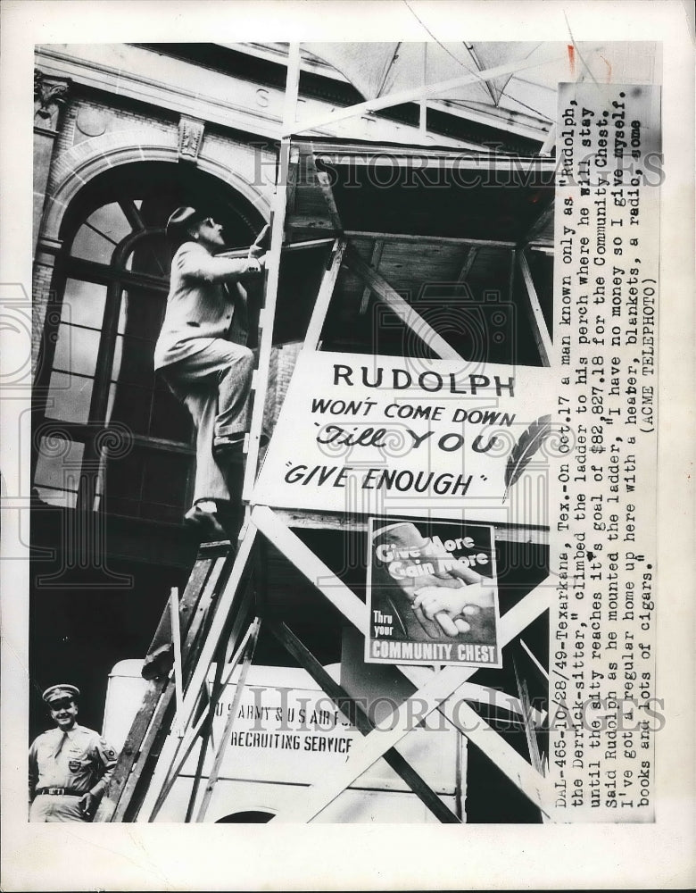 1949 Press Photo "Rudolph the Derrik-sitter" at fundraiser - Historic Images