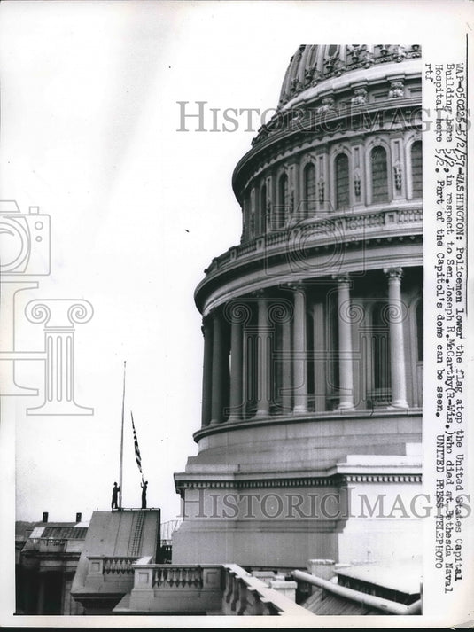 1957 Press Photo Washington D.C. Joseph McCarthy Bethesda Naval Hospital - Historic Images