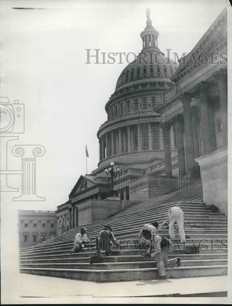 1938 Press Photo Workmen Preparing Capitol Building - Historic Images