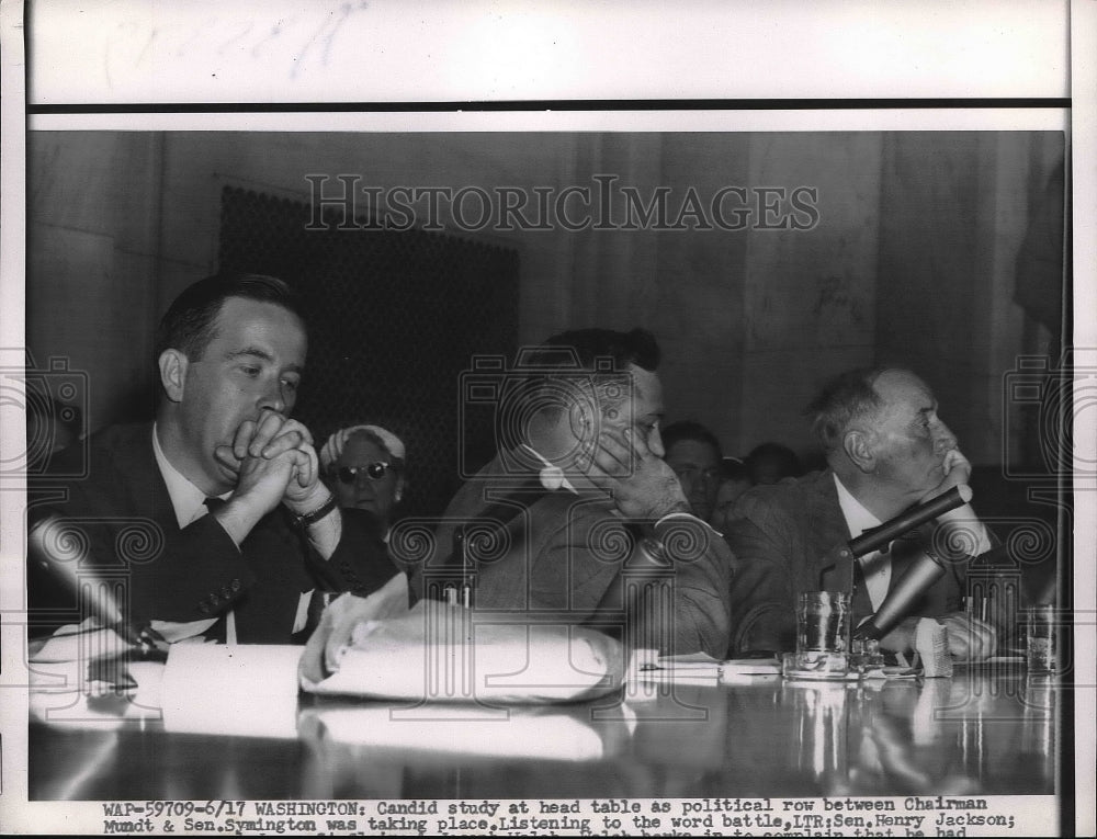 1954 Press Photo Study at Head Table Sen. Symington, Henry Jackson-Historic Images