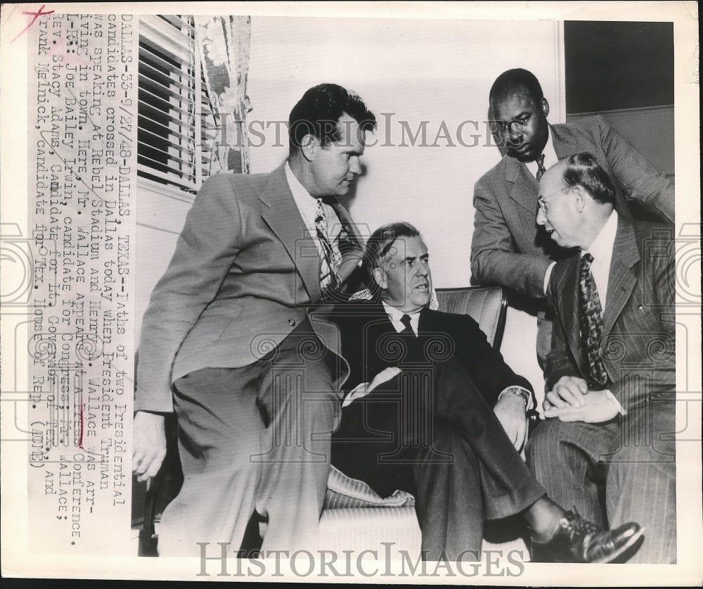 1948 Press Photo Henry Wallace, Joe Bailey Irwin, Rev. Stacy Adams, F. Melnick - Historic Images