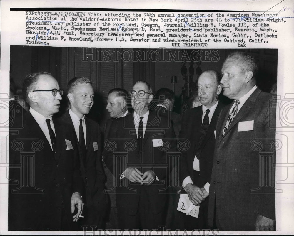 1960 Press Photo William H. Cowles III,Robert D. Best &amp; Senator William Knowland - Historic Images